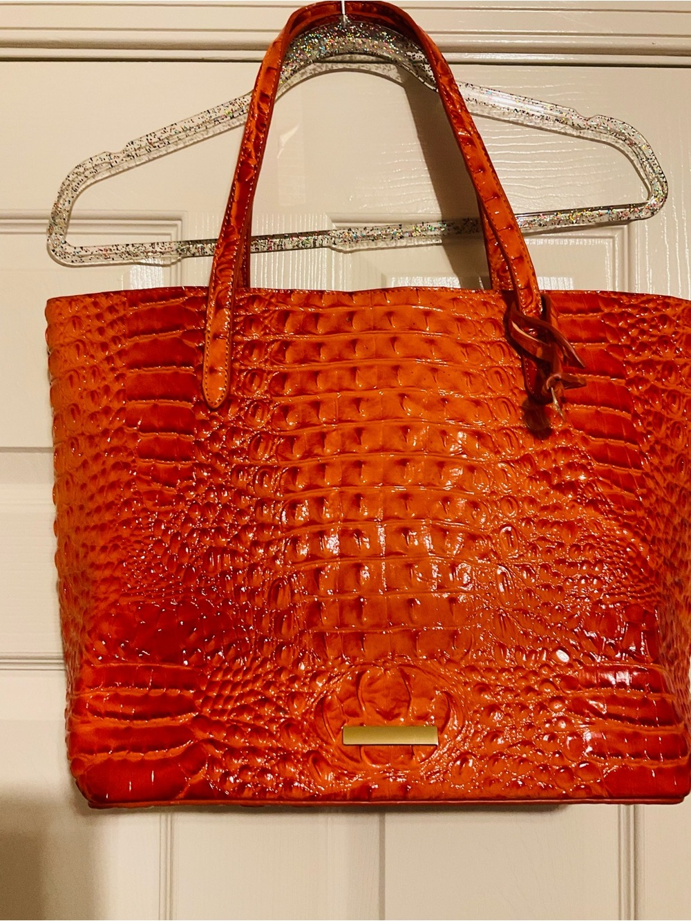 Orange Croc-Embossed Tote Bag - Women - Picture 2 of 12